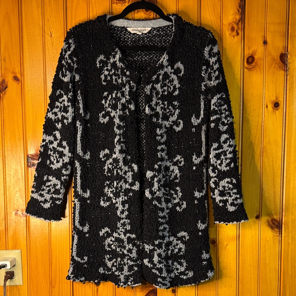 DAVI & DANI from Anthropologie Black and White Patterned Cardigan